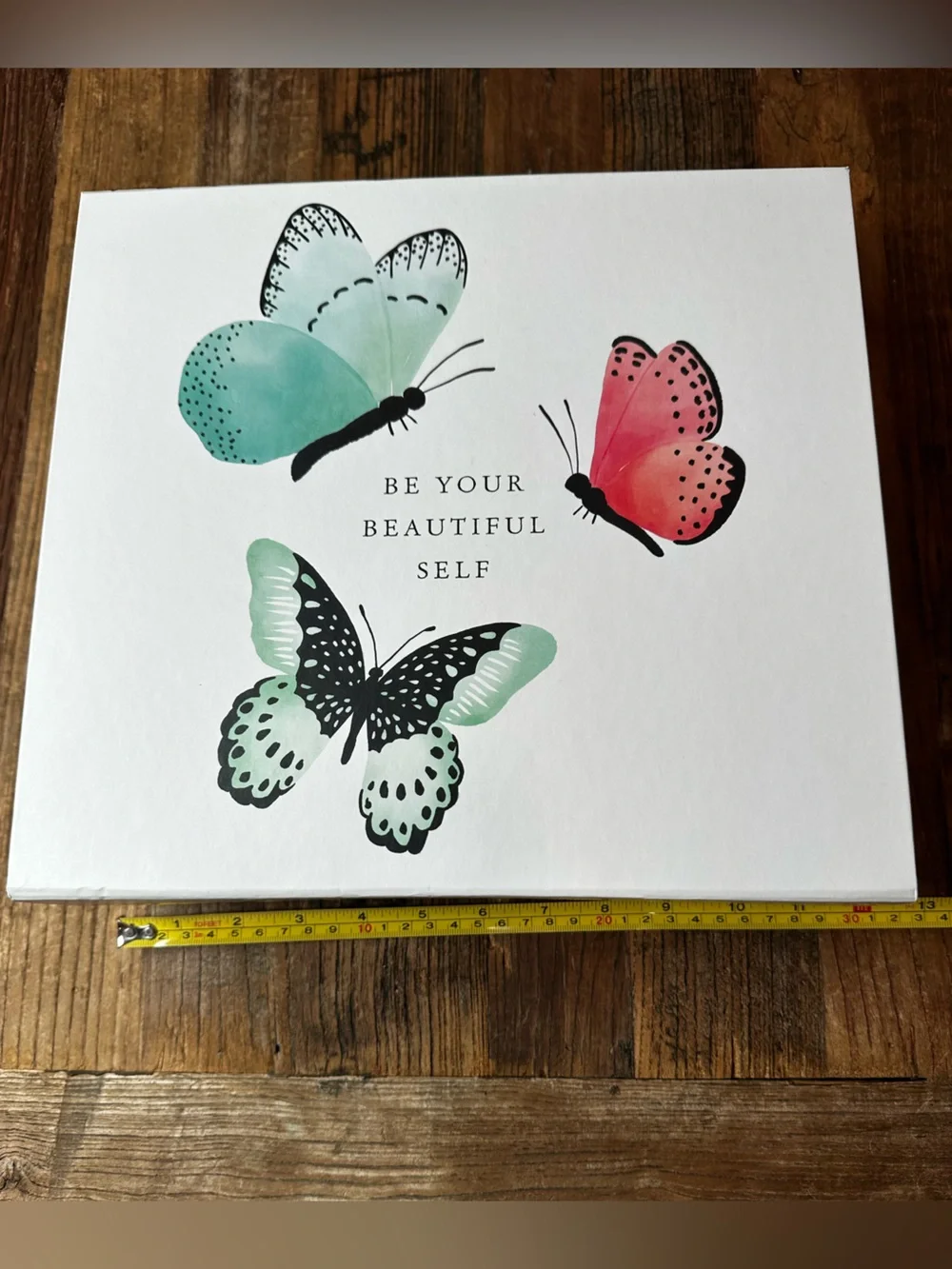Butterfly Canvas Storage Box Set - Mint Green & Coral
